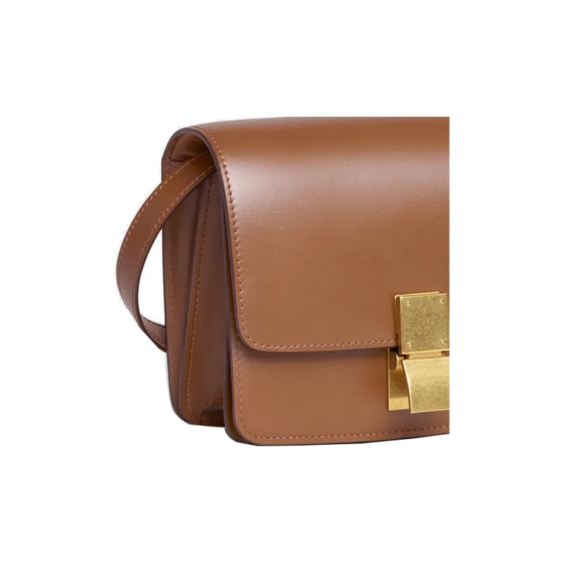CELINE Classic Bo Cow Leather Tofu Bag Block Crossbody Bag Shoulder Bag Women's Camel-4