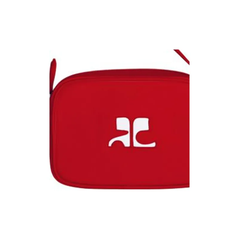 COURREGES Leather Camera Bag Shoulder Bag Crossbody Bag Women's Red-4