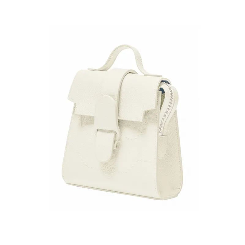 SENREVE Litchi Grain Genuine Leather Luxury Shoulder Bag, Crossbody Bag, Handbag Small Size Women's Cream-1