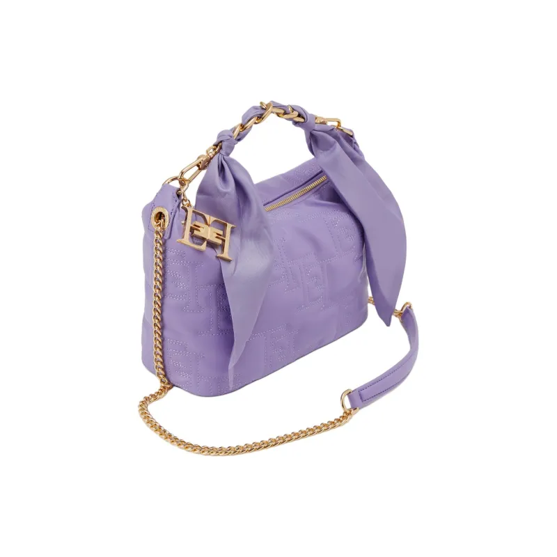 Elisabetta Franchi Synthetic Leather Hobo Bag Shoulder Bag Crossbody Bag Handbag Small Size Women's Iris Orchid Purple-2