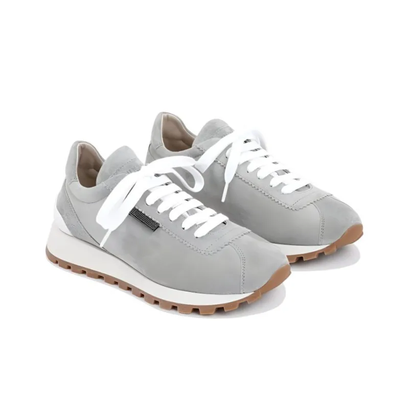 Brunello Cucinelli Slip Resistant Low Top Casual Shoes Women's Gray-2