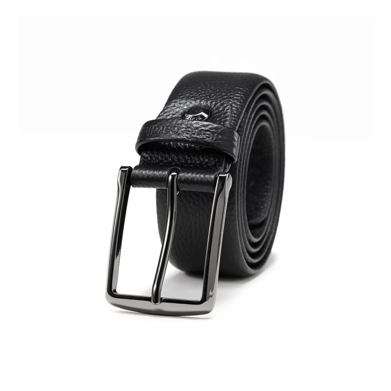 PIERRE CARDIN Fashion Trend Belt With Pin Buckle Top Grain Cow Leather Belts Men's Black-0