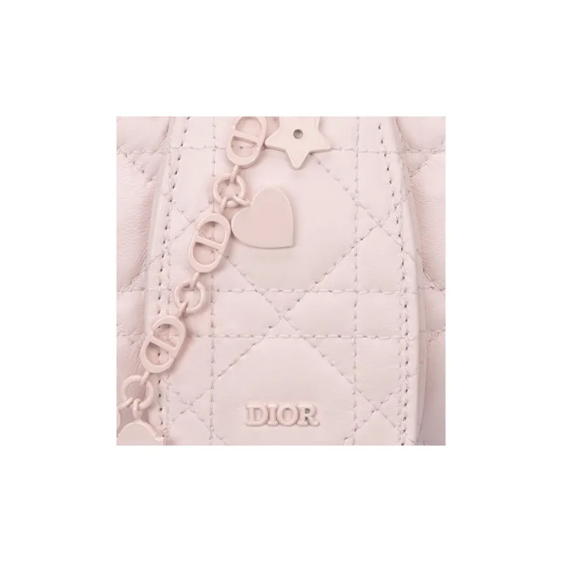 DIOR Matte Sheepskin One Shoulder Handbags Kids' Pink-5
