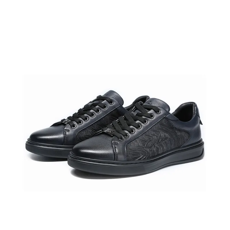 Satchi Lightweight Wear Resistant And Slip Resistant Low Top Skateboard Shoes Men's Black-2