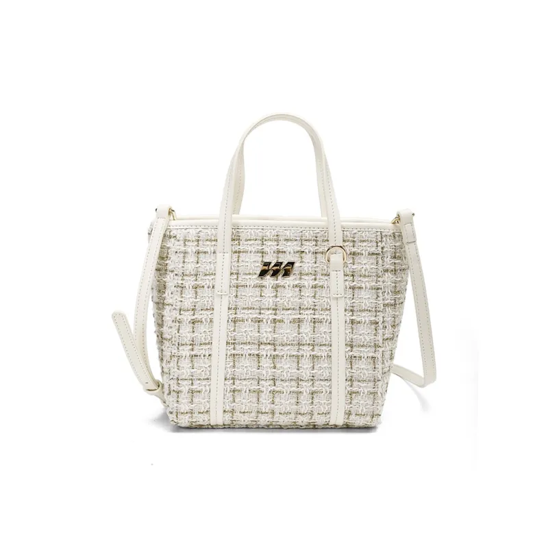 MQ Polyester With Fabric One Shoulder Handbags Women's Dark Blue/Latte Brown/Ecru-0