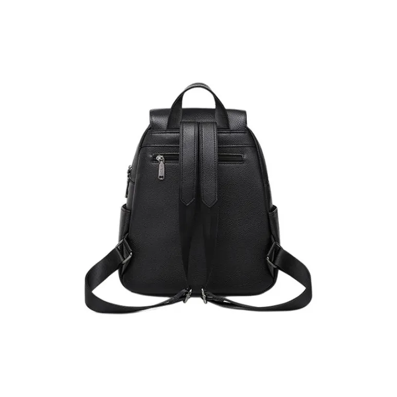 C°BANNER Cow Leather With Synthetic Leather Backpack Tubas Unisex Black-5