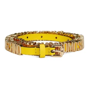 MOSCHINO Cow Leather Leather Belts Women's Yellow Width 1CM