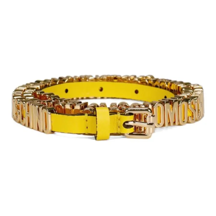 MOSCHINO Cow Leather Leather Belts Women's Yellow Width 1CM-0