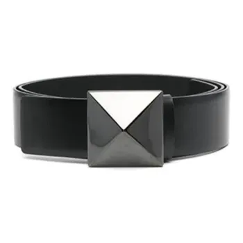 Valentino Roman Stud Smooth Buckle Leather Belts Women's Black