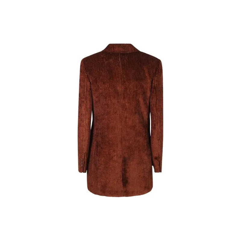 ALBERTA FERRETTI Corduroy Single-Breasted Tailored Blazer-1
