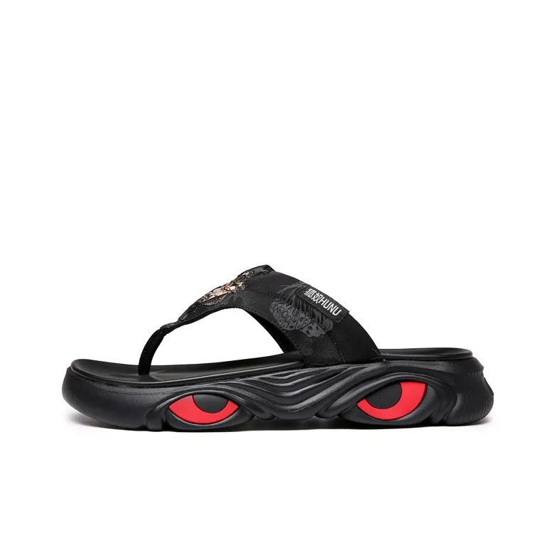 HUNU Odor Resistant Abrasion Resistant Flip Flops Men's Black-0