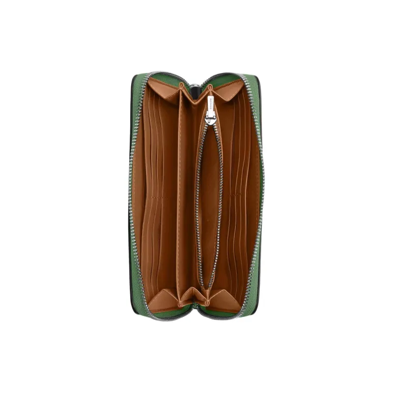 COACH Zip Around Refined Pebbled Leather Clutch Coin Purse Wallet Small Size Women's Silver & Light Green-1