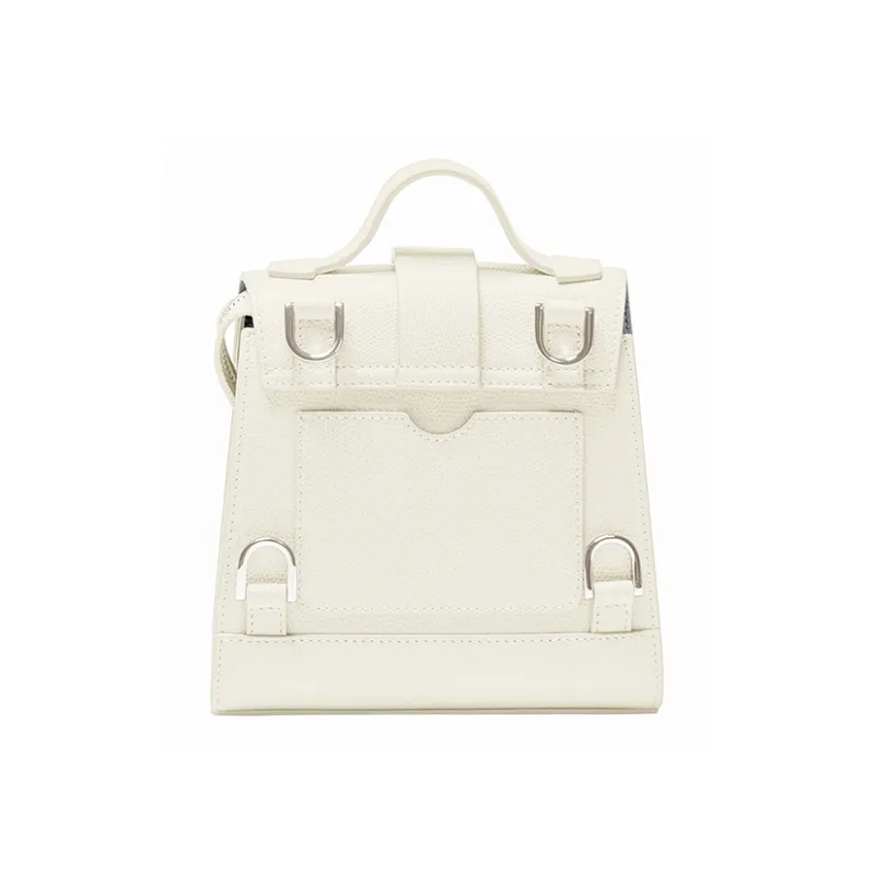 SENREVE Litchi Grain Genuine Leather Luxury Shoulder Bag, Crossbody Bag, Handbag Small Size Women's Cream-2