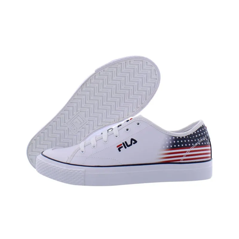FILA Monroe Americana Slip Resistant Cushioning Low Top Skateboard Shoes Men's White Blue Red-3