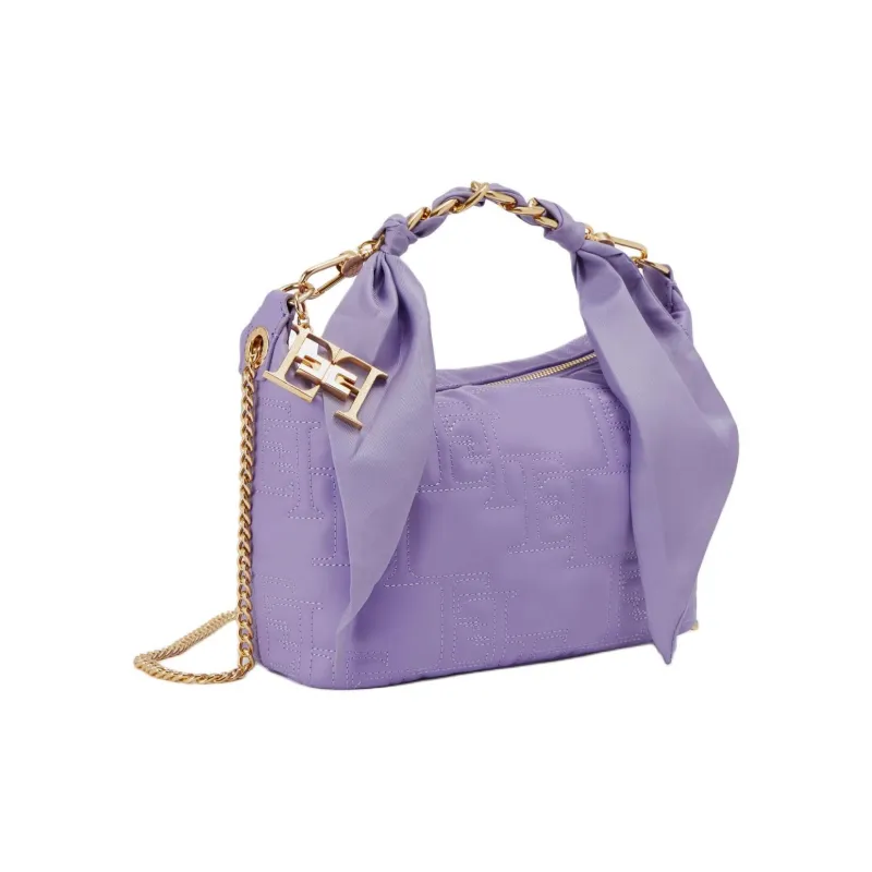 Elisabetta Franchi Synthetic Leather Hobo Bag Shoulder Bag Crossbody Bag Handbag Small Size Women's Iris Orchid Purple-1