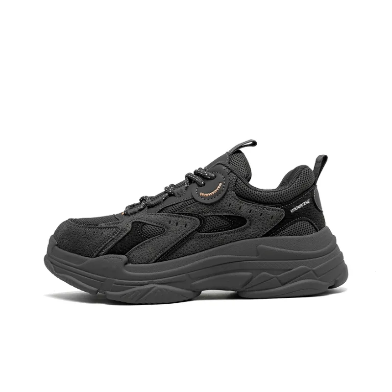 Lingwuzhe Cushioning Abrasion Resistant Lightweight Height Increasing Mat Low Top Chunky Sneakers Unisex-7