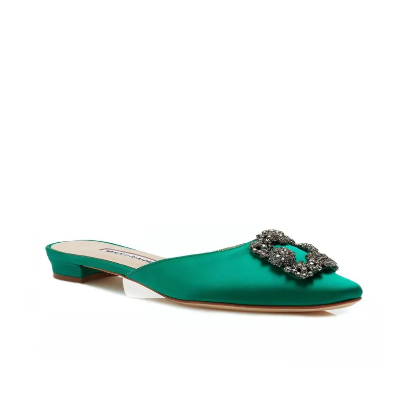 MANOLO BLAHNIK Closed Toe Slippers Women's Dark Green-2