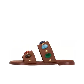 GIANVITO ROSSI Embellished Flat Leather Sandals