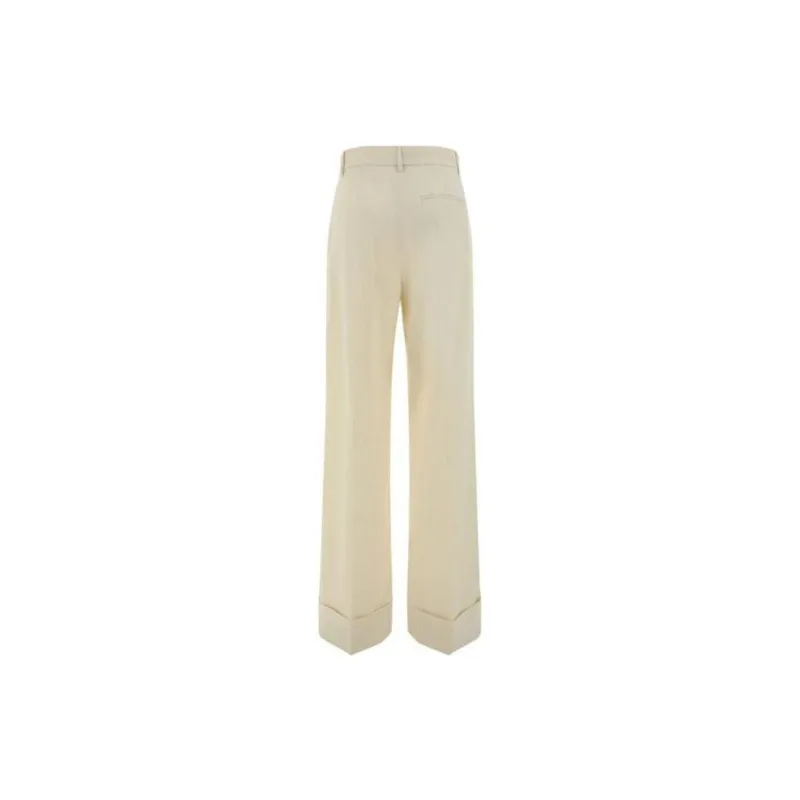 THE ANDAMANE Nathalie Striped Turned Up Hem Trousers-1