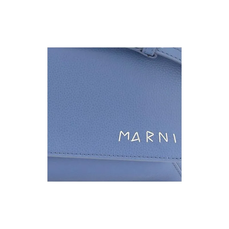 MARNI Calfskin Messenger Bag, Crossbody Bag, Shoulder Bag Men's Blue-3