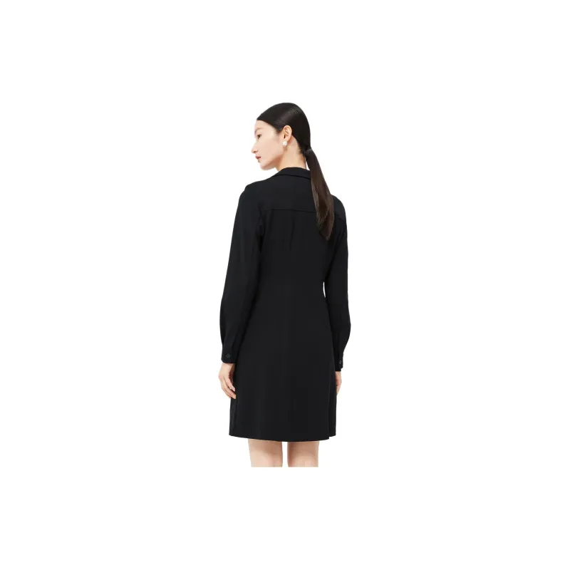 JZ. ANNAKRO Long Sleeved Dress Women's Plain Black-1