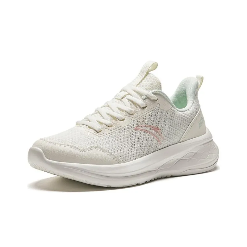 Anta Running Collection Cushioned Slip Resistant Low Top Running Shoes Women's White Pink-1