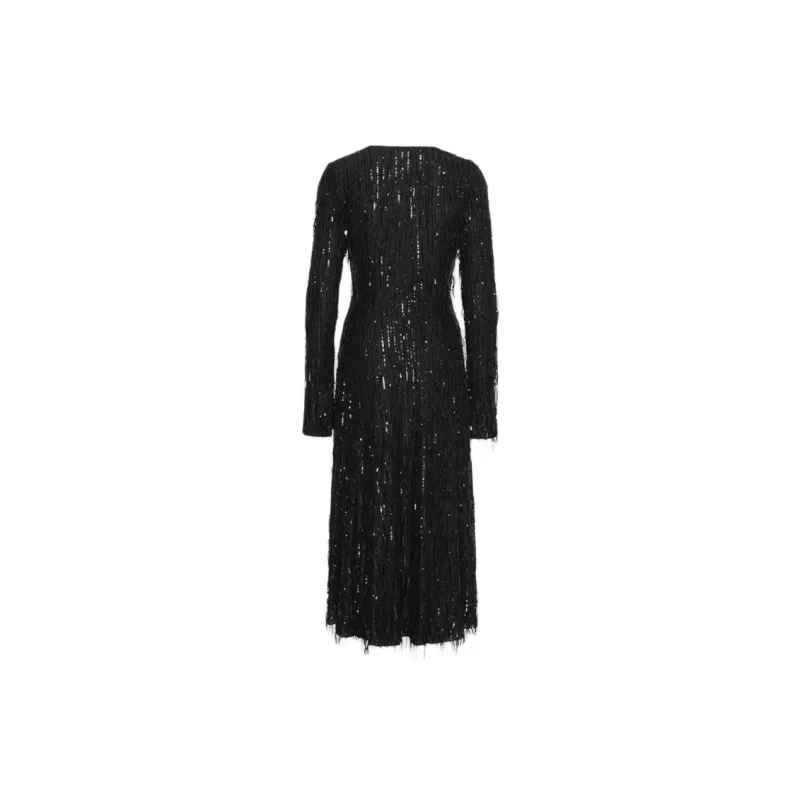 Rotate Sequin-embellished V-neck Midi Dress-1