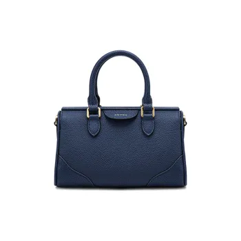 HONGU Cow Leather Boston Bag, One Shoulder Handbag Regular Women's Indigo, Orange