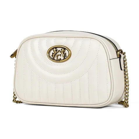 COOGI Cow Leather Camera Bag Shoulder Bag Crossbody Bag Women's White/Red-1