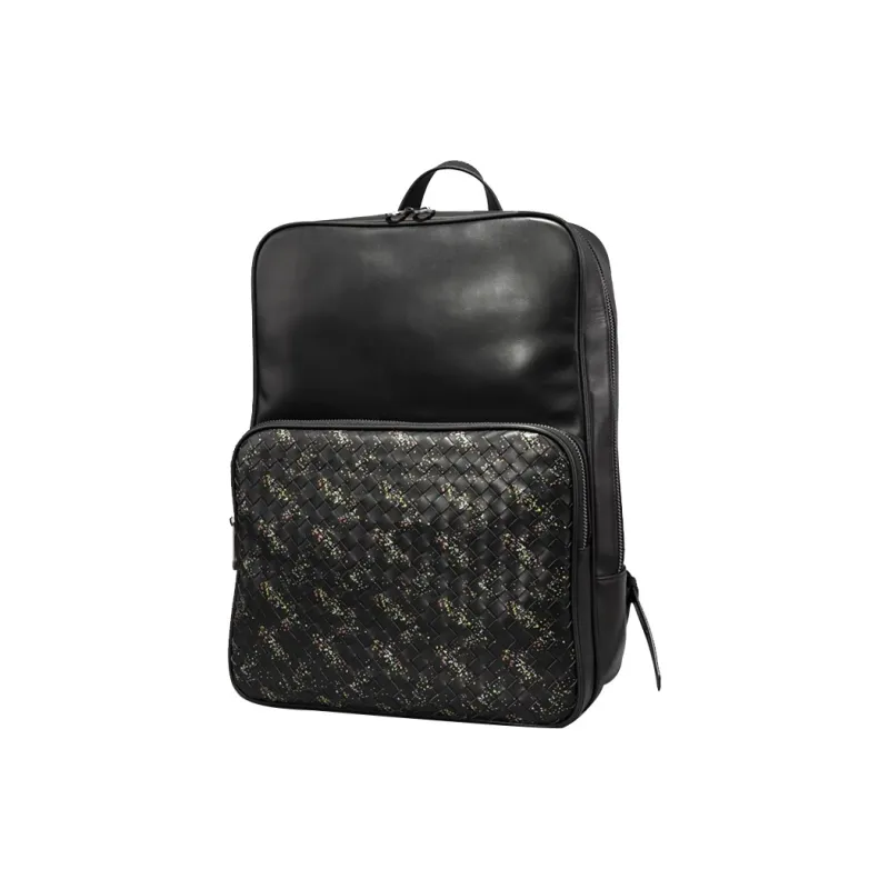 PULUWIRR Cow Leather Backpack Regular Unisex Black-2