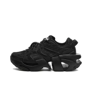 FILA Space Cushioned Wear Resistant Breathable Low Top Chunky Sneakers Men's Black