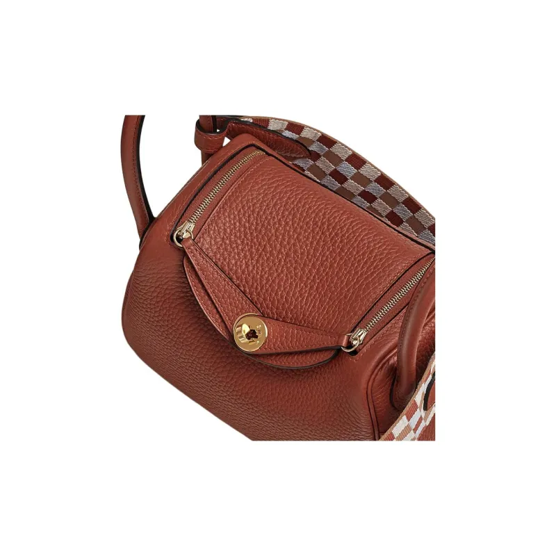 HERMES Lindy Calfskin Handbag Shoulder Bag Crossbody Bag Mini Women's Copper Red/Tea Brown/Gray White/Dusty Blue-3