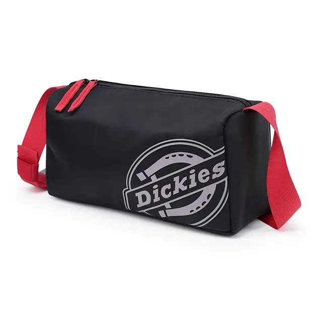 Dickies Polyester Cylinder Toast Bag Pillow Bag Shoulder Bag Commute Crossbody Bag Regular Unisex Black/Red-1