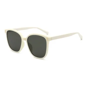 Pair Ponyo TR/Memory Plastic Square Sunglasses Unisex White/Light Gray