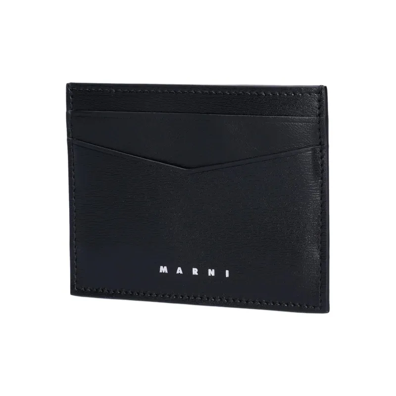 MARNI Leather Card Holder Unisex Black-1