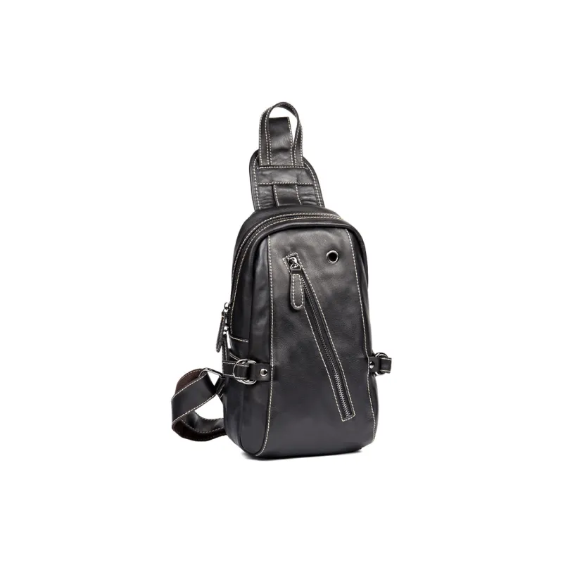 DOSRFINI Genuine Leather, Top Grain Cow Leather Sling Bag Men's-2