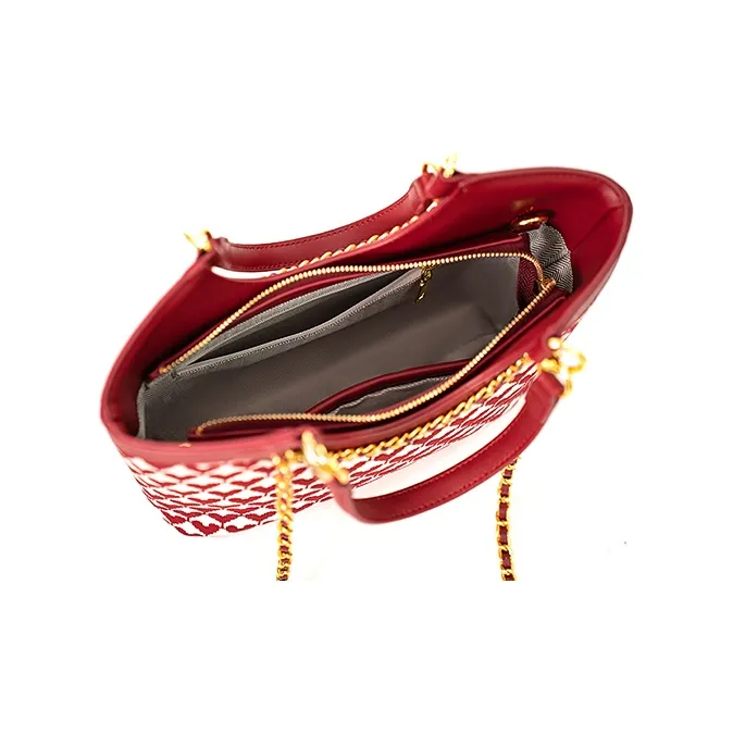 Vigno Synthetic Leather Shoulder Bag Handbag Regular Women's Red-4