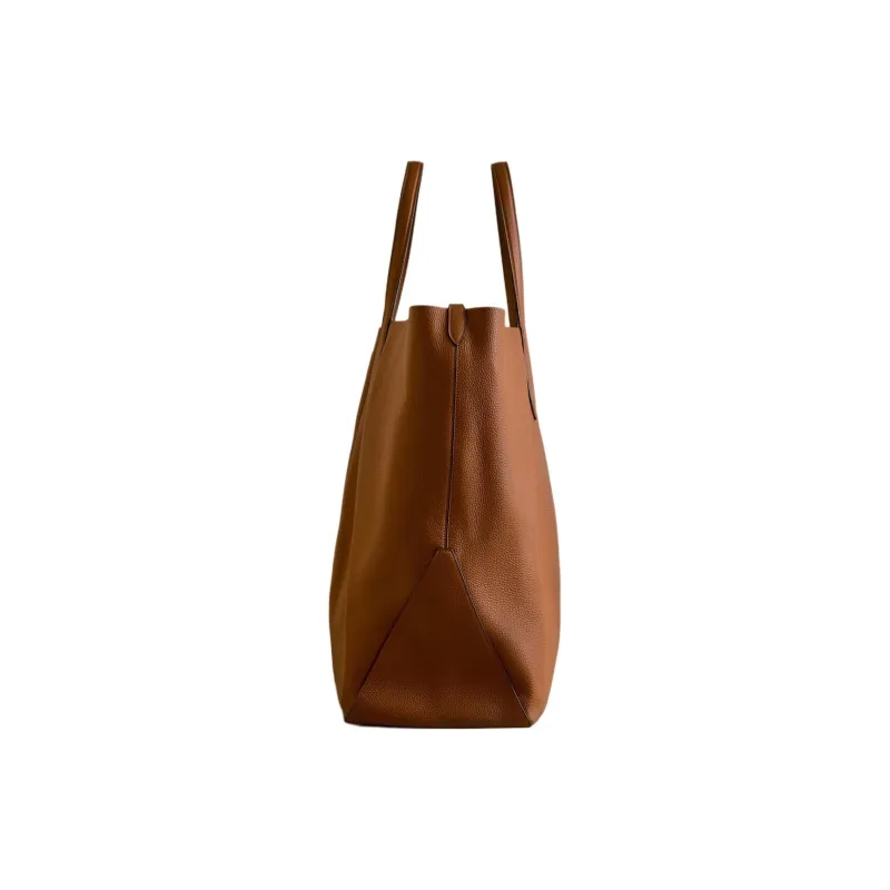 MARK CROSS Grained Calfskin Tote Bag Shopping Bag Shoulder Bag Handbag Extra Large Women's Brown-3
