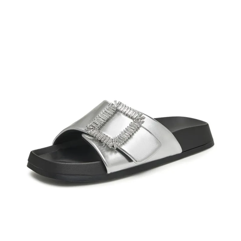 BASTO Slide Slippers Women's Khaki/Black/Silver-11