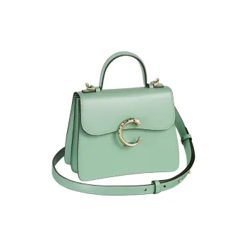 CARTIER Panthère De Cartier Calfskin Shoulder Bag Crossbody Bag Handbag Mini Women's Gray Green
