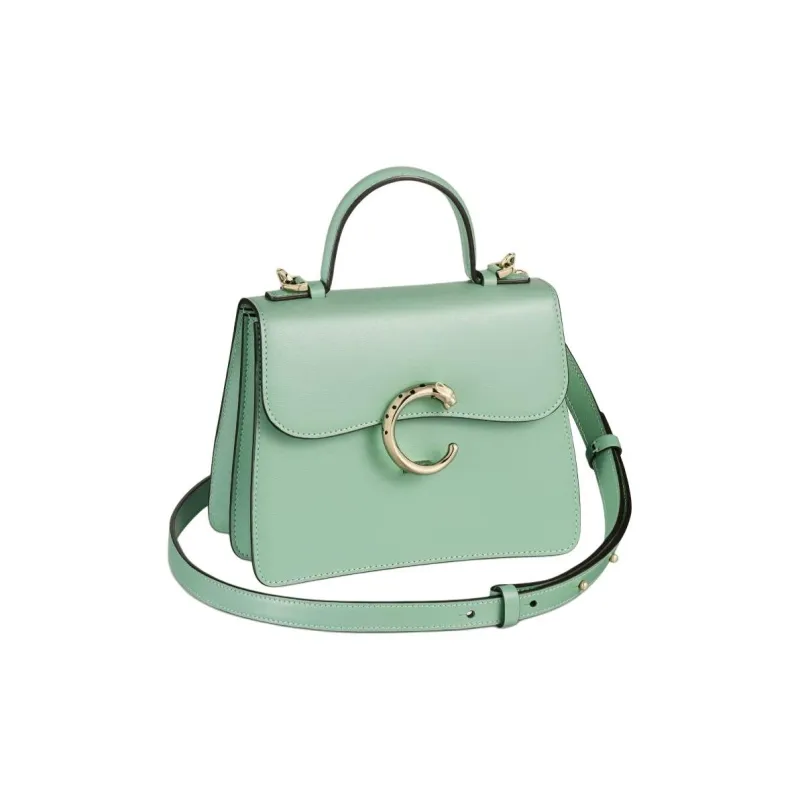 CARTIER Panthère De Cartier Calfskin Shoulder Bag Crossbody Bag Handbag Mini Women's Gray Green-0