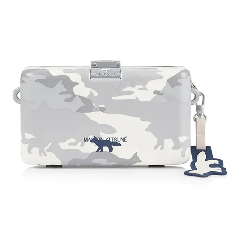 SAMSONITE MAISON KITSUNE Collaboration Polycarbonate Shoulder Bag Crossbody Bag Small Size Men's White-0