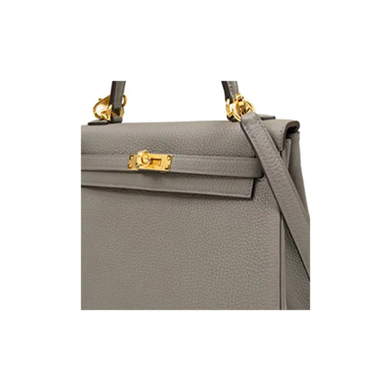 HERMES Kelly Togo Calfskin Kelly Bag, Shoulder Bag, Crossbody Bag, Handbag Women's 0L Grismeyer Rain Cloud Gray-4