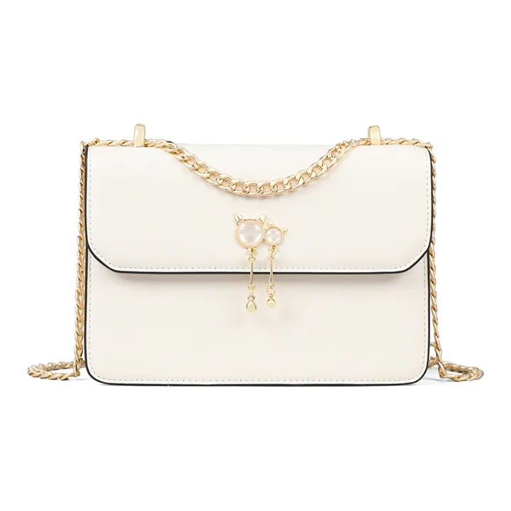 COMELY Cow Leather Patchwork Synthetic Leather Small Square Bag Shoulder Bag Regular Women's White-1
