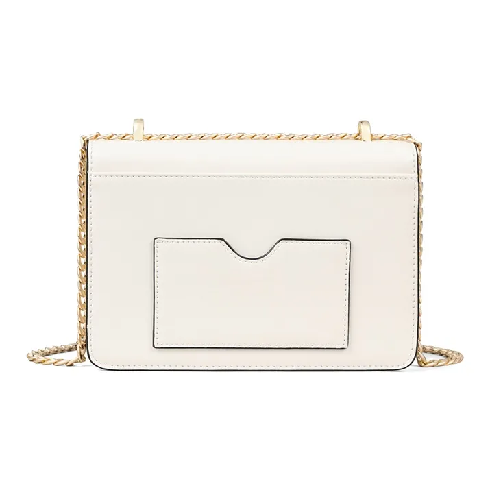 COMELY Cow Leather Patchwork Synthetic Leather Small Square Bag Shoulder Bag Regular Women's White-2