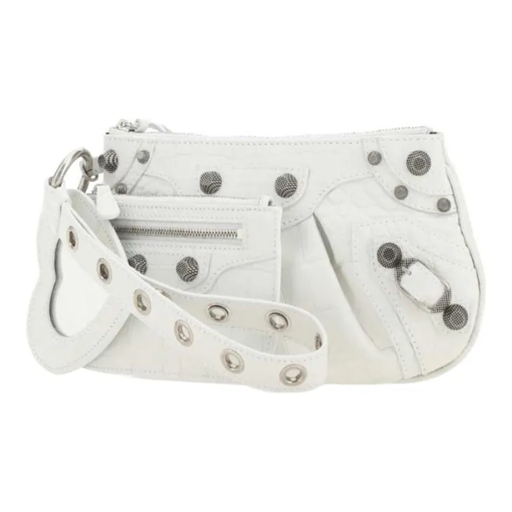 Balenciaga Le Cagole Calfskin Clutches Storage Bags Women's White-1