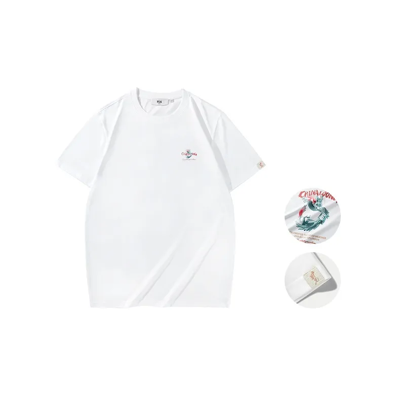 HLA Chinese Dragon Series T Shirts Men Cooling Antibacterial Anti Mite Bleached 8W-1