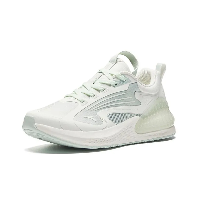 Anta Running Collection Cushioned Slip Resistant Low Top Running Shoes Women's White Gray Green-1