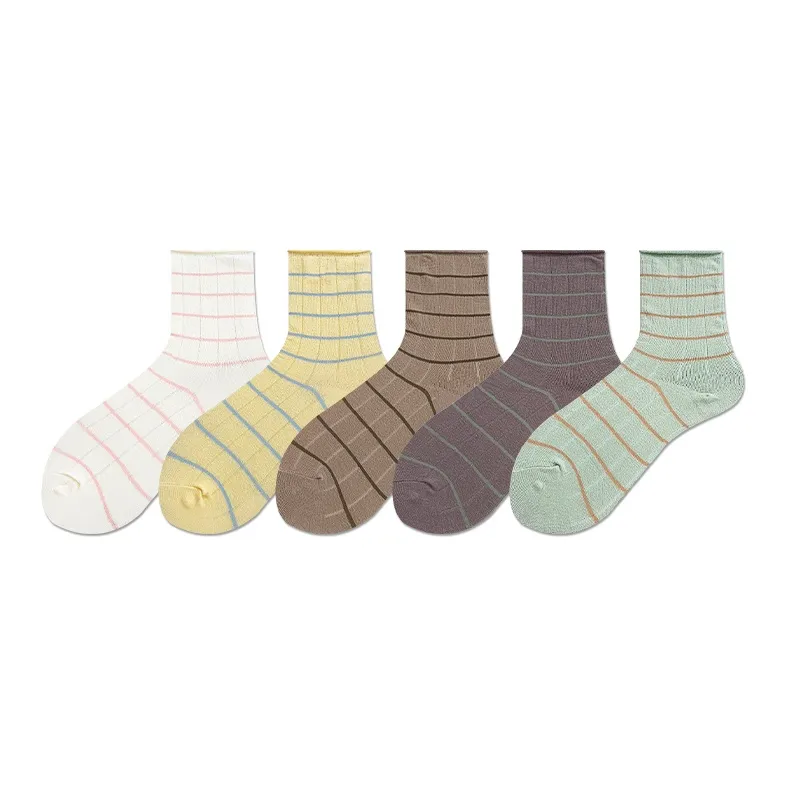 COTTON CHEESE Mid Calf Socks Women's 5 Pack-0