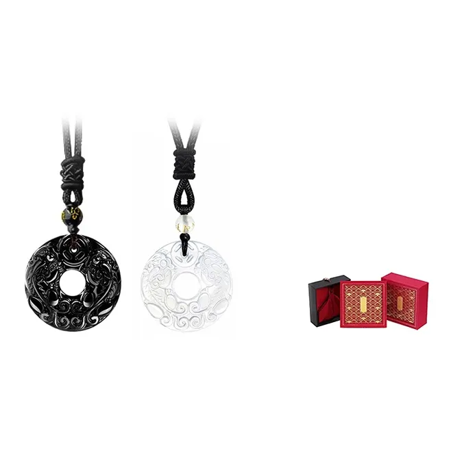 ZHOUBAIFU Obsidian Jade Necklaces Unisex-16